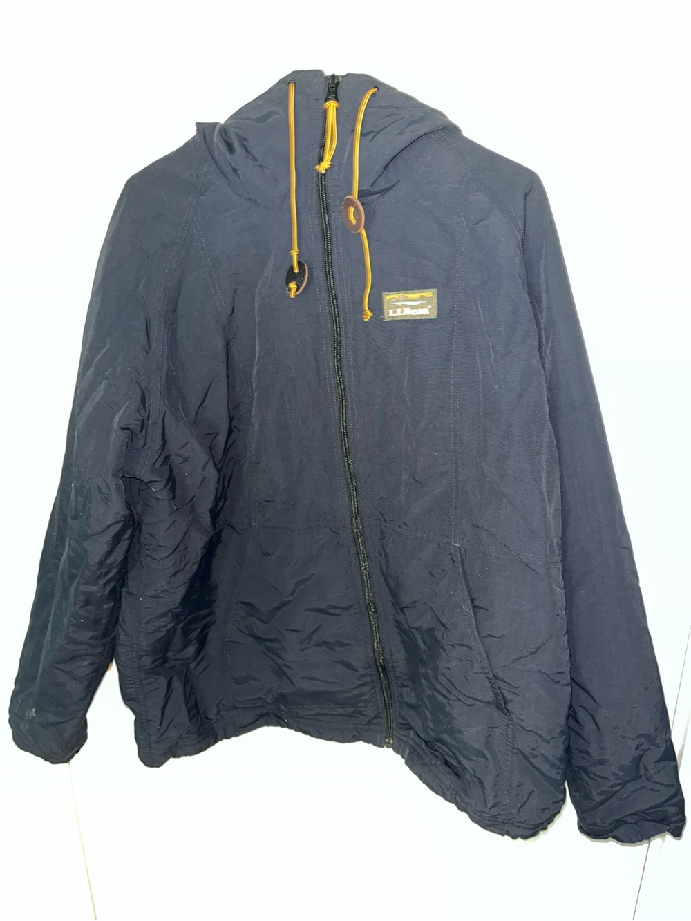 Black Hooded Zip Jacket with Yellow Drawstrings